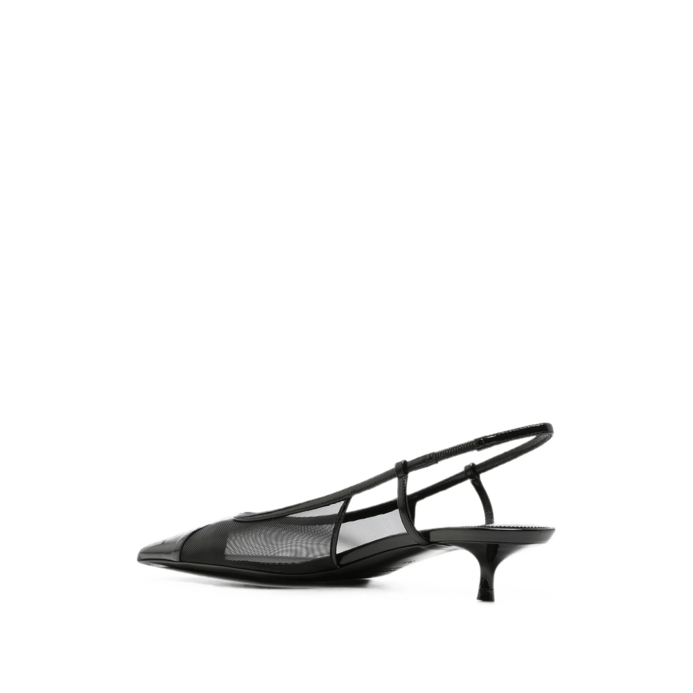 Mesh-Panelled Pointed-Toe Slingback