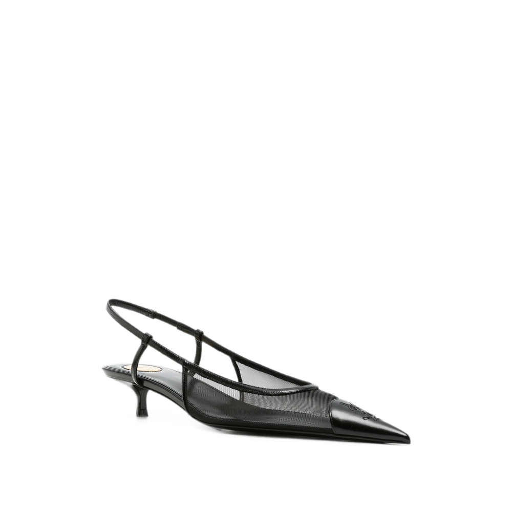 Mesh-Panelled Pointed-Toe Slingback