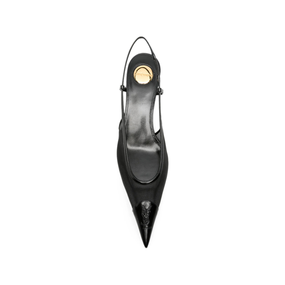 Mesh-Panelled Pointed-Toe Slingback