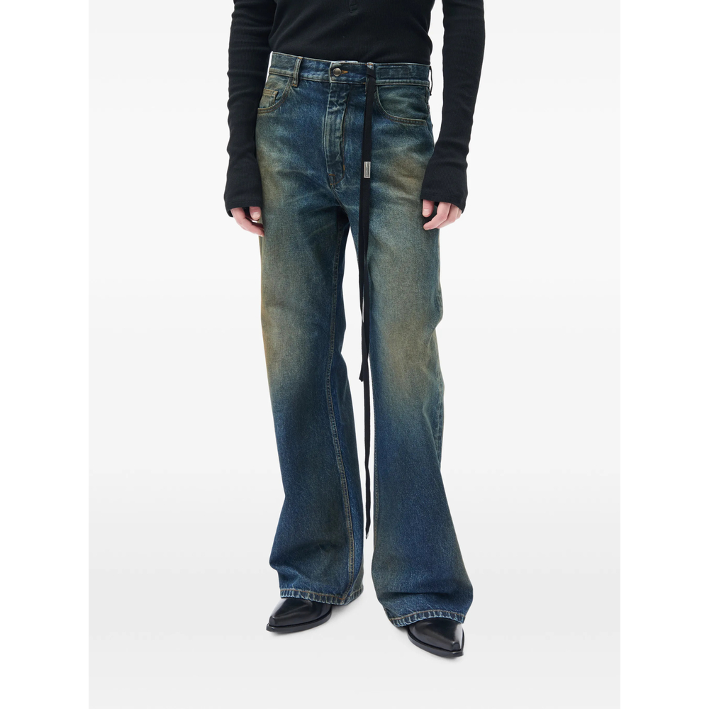 Stone-Washed Lace-Detail Jeans