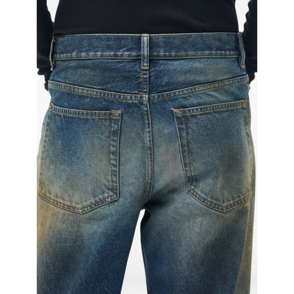 Stone-Washed Lace-Detail Jeans