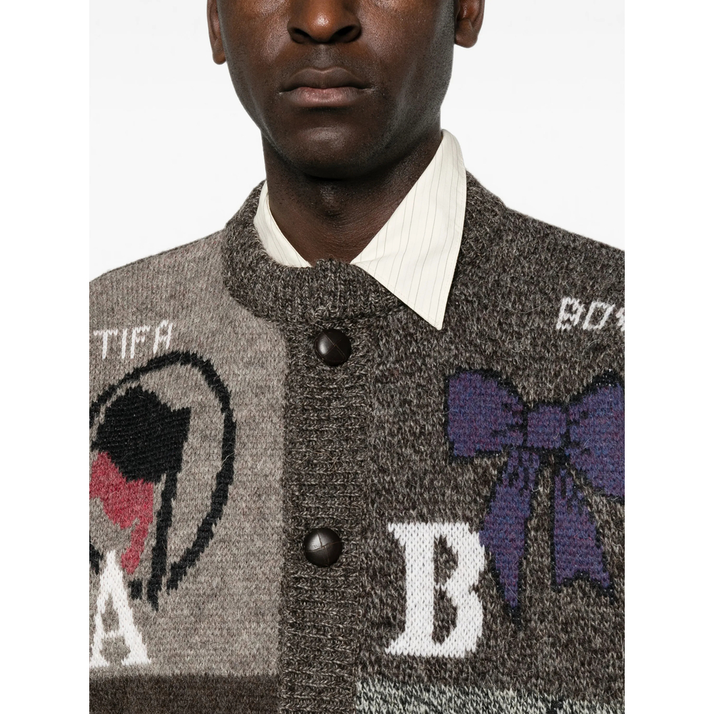 Patchwork Intarsia-Knit Cardigan