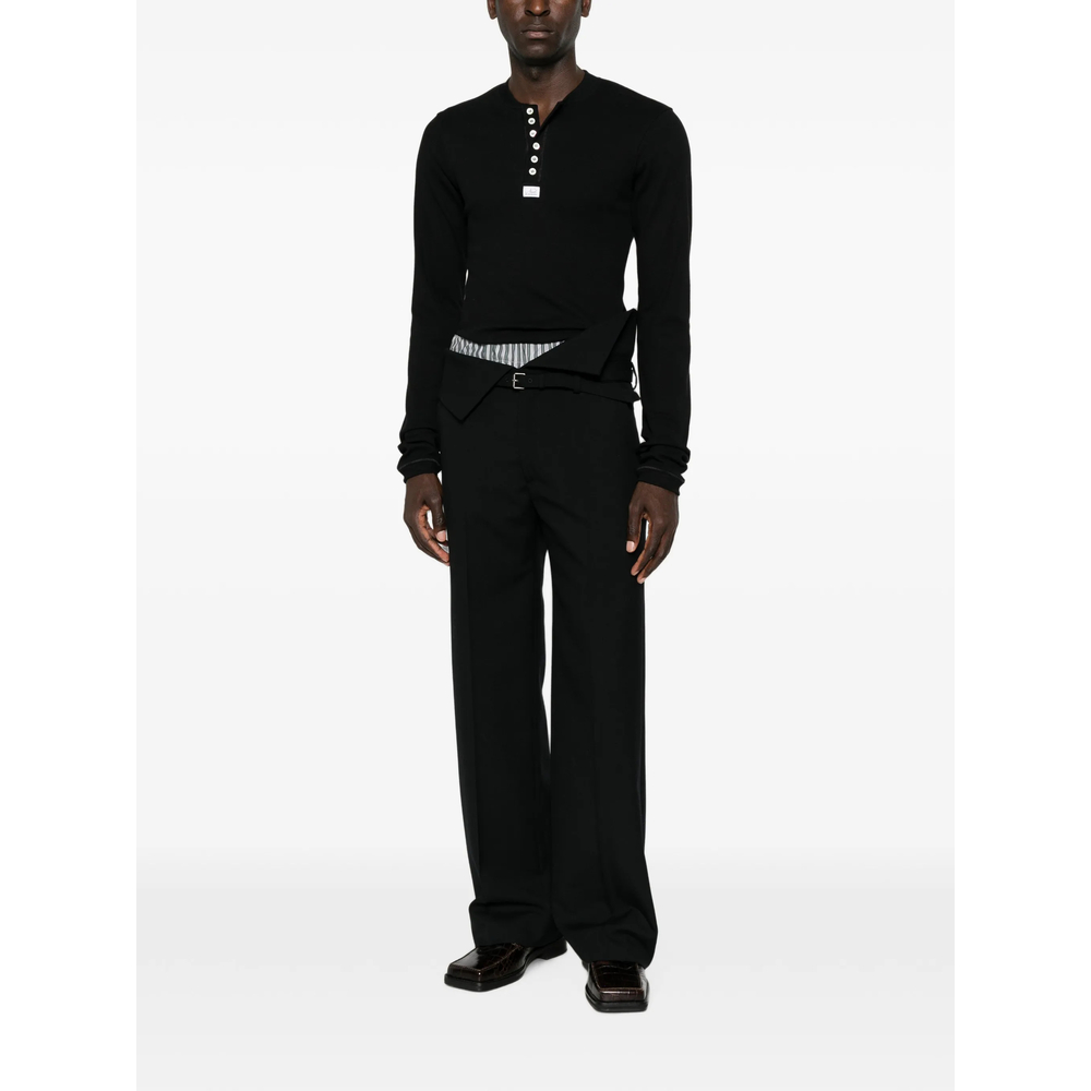 Henley-Neck Long-Sleeve T-Shirt