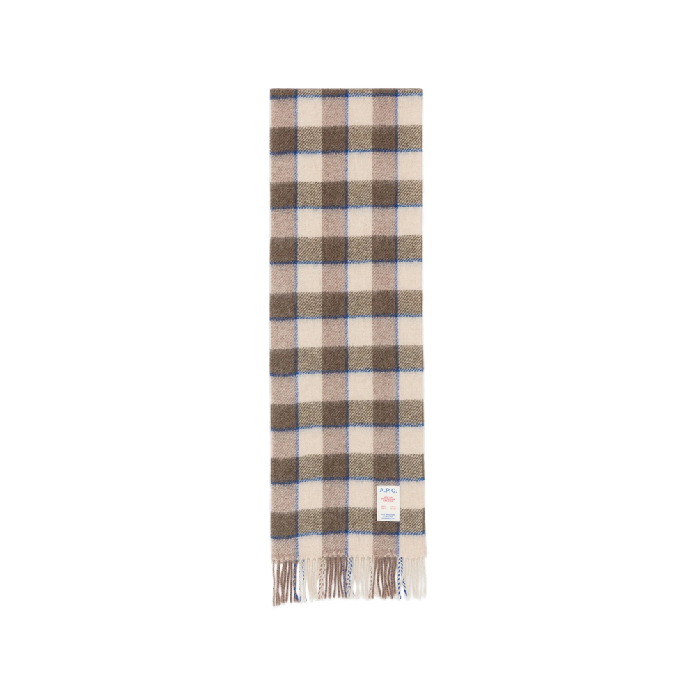 A. p.c. Check-pattern Fringed Scarf