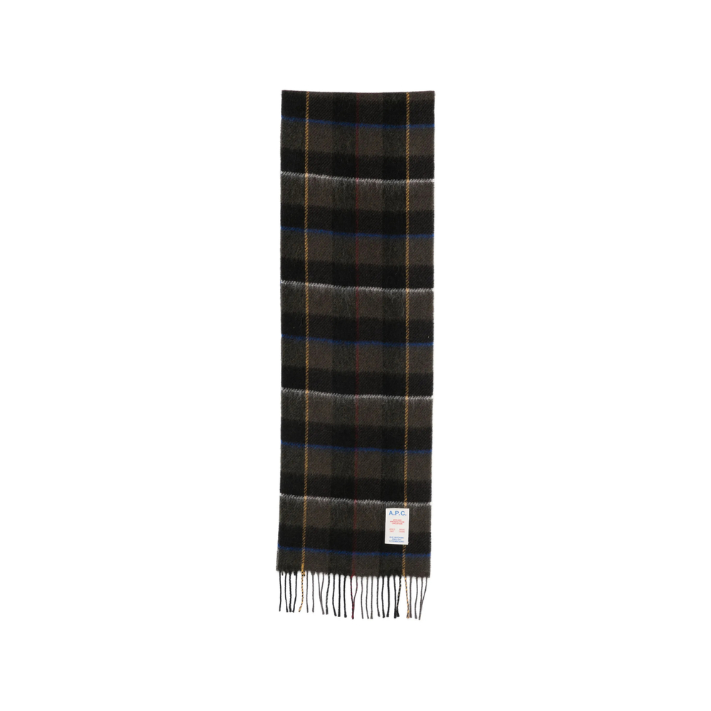 A. p.c. Checked Fringed Scarf