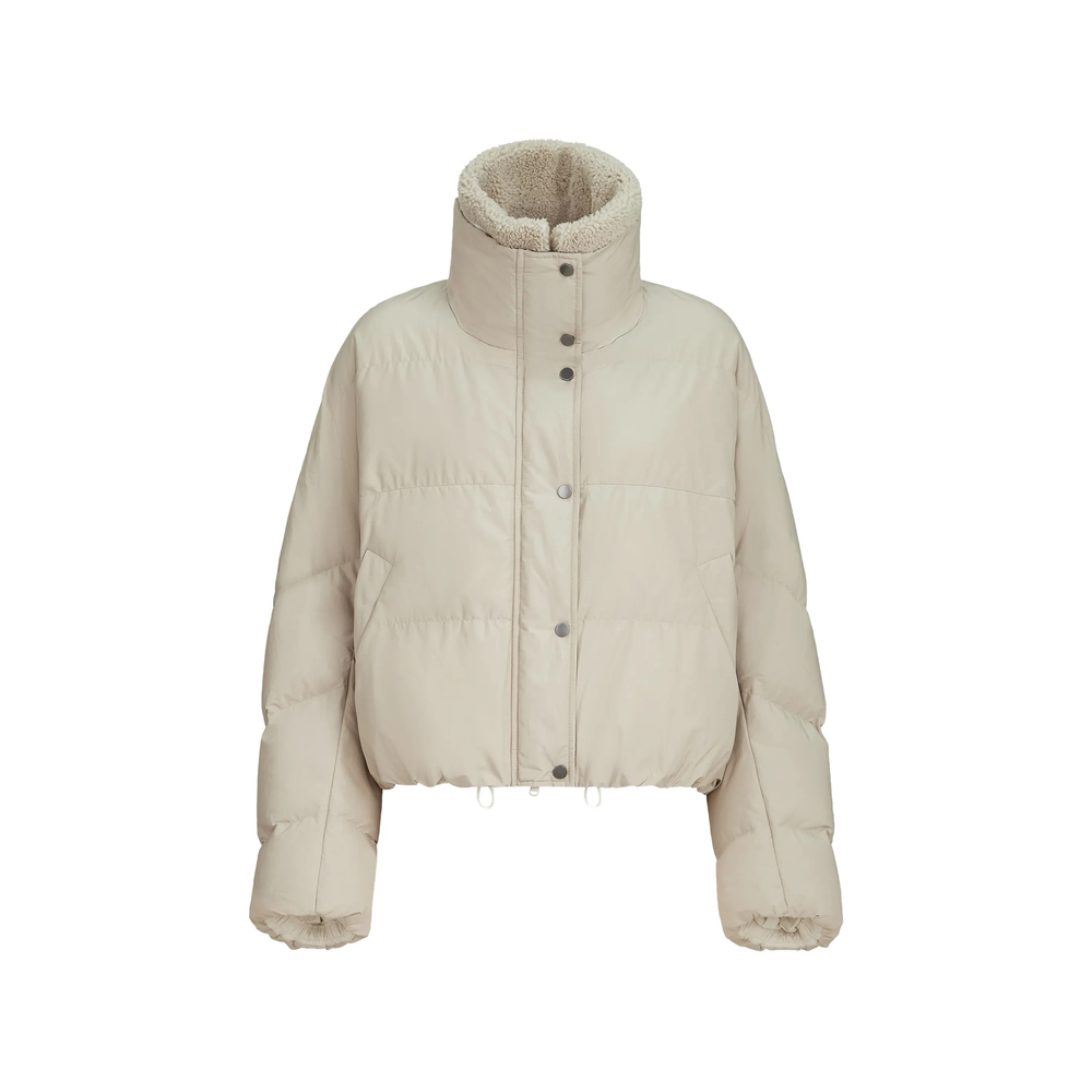 Brunello Cucinelli Techno Cotton Taffeta Down Jacket With Detachable Shearling Insert And Monili