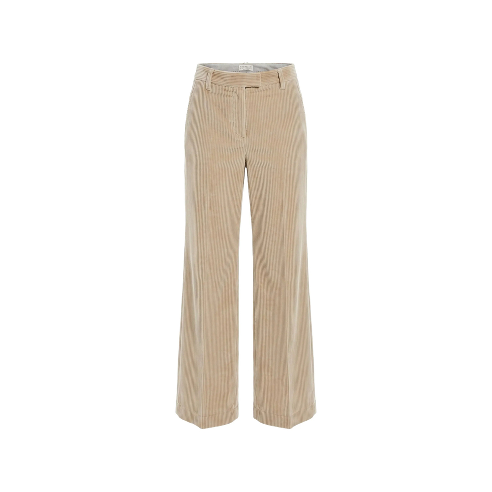 Brunello Cucinelli Cotton Corduroy Wide-flare Trousers With Monili