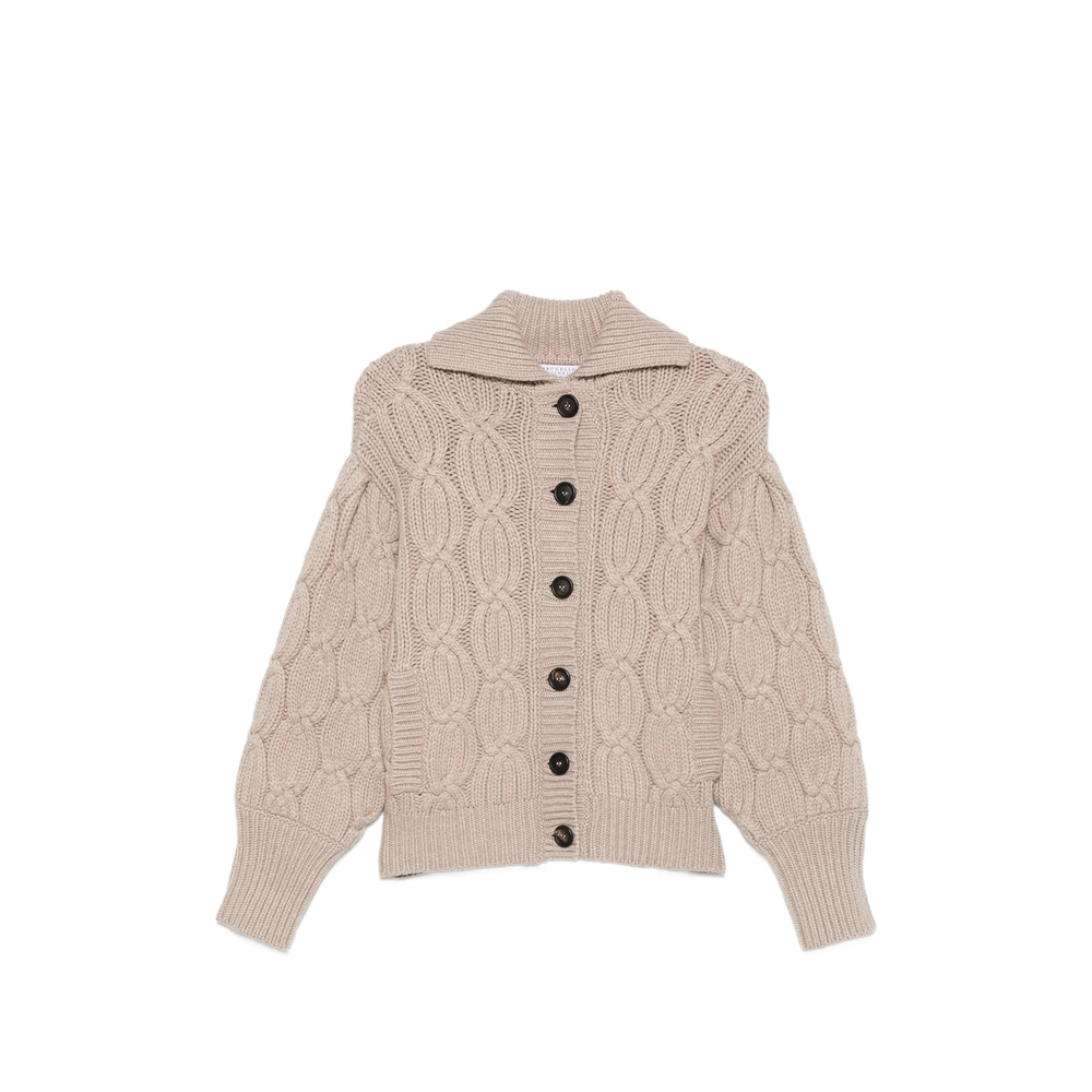 Brunello Cucinelli Cashmere Feather Yarn Heritage Cable Cardigan