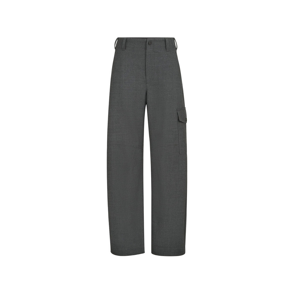 Brunello Cucinelli Virgin Wool Twill Cargo Barrel Trousers With Monili