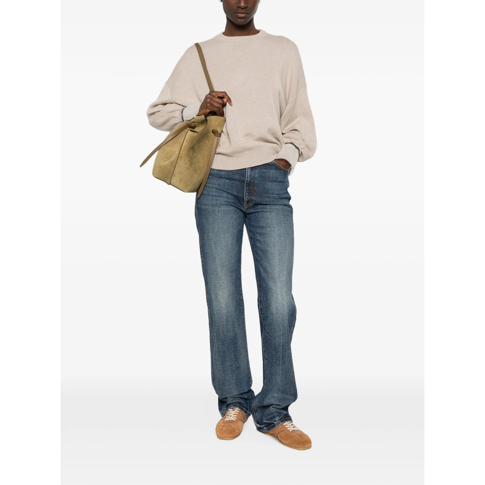 Monili-Embellished Panelled-Cuff Sweater