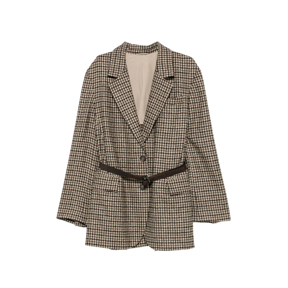 Brunello Cucinelli Check-pattern Belted Blazer