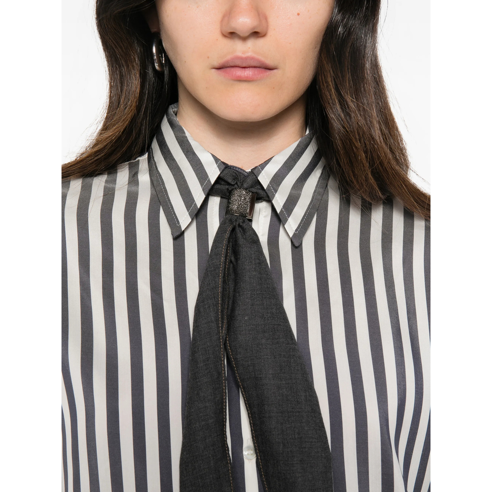 Striped Tie-Detail Shirt