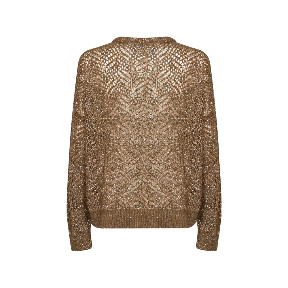 Sequin-Embellished Openwork-Knit Sweater