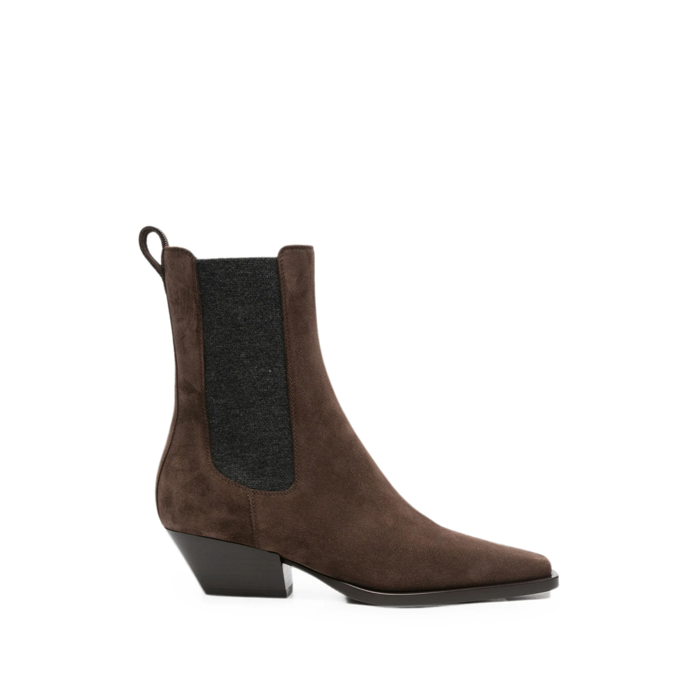 Brunello Cucinelli Suede Chelsea Boots With Precious Monili Loop Detail