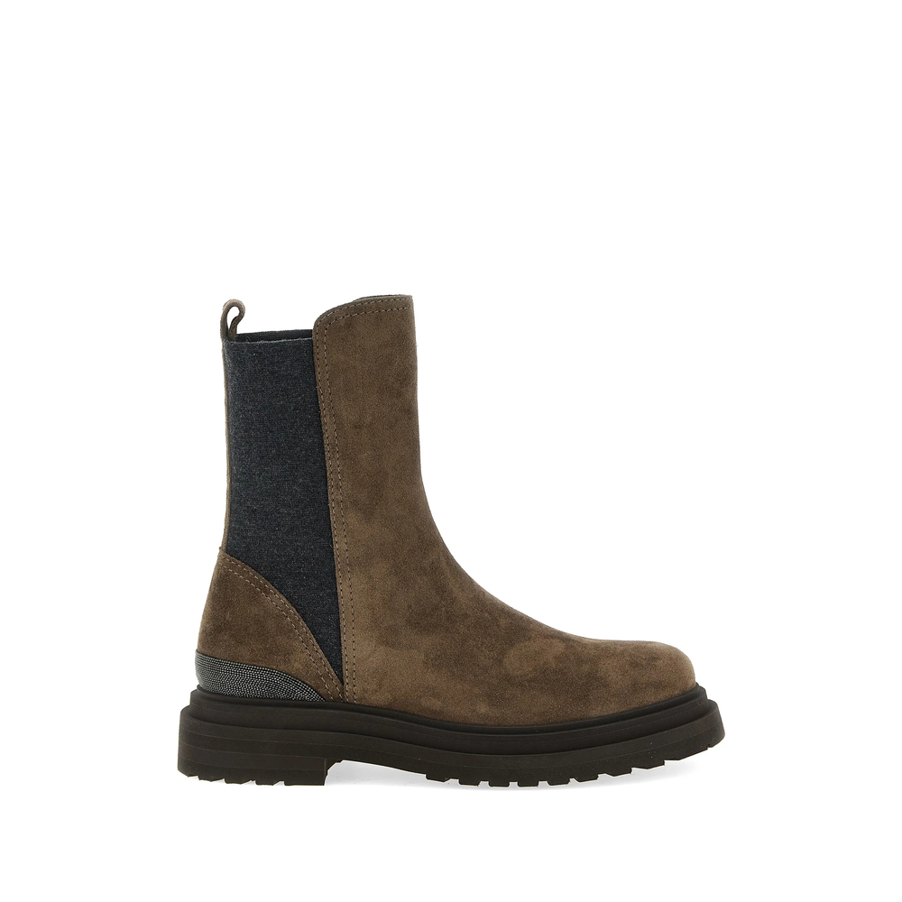 Brunello Cucinelli Monili-embellished Suede Ankle Boots