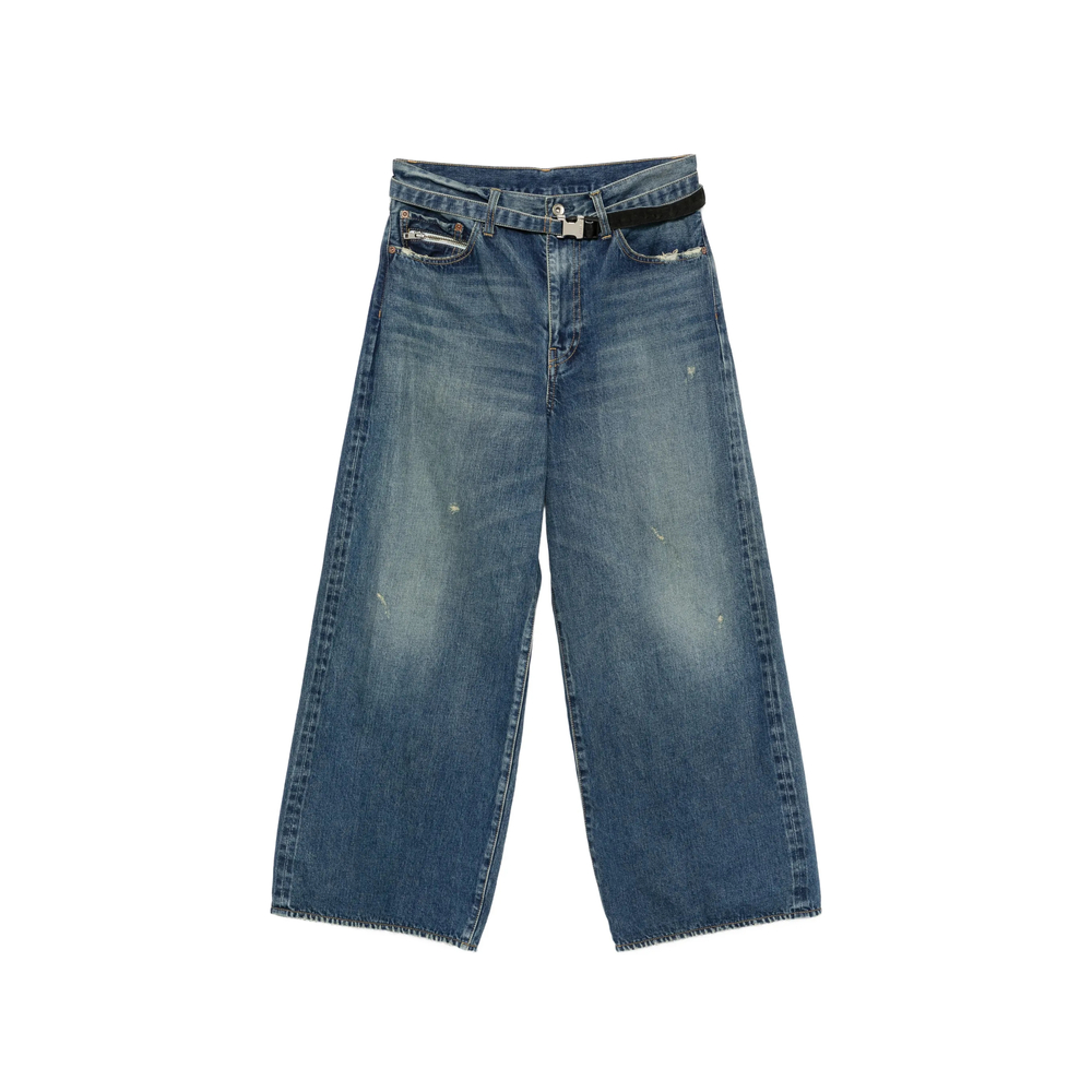 Sacai Distressed Wide-leg Jeans