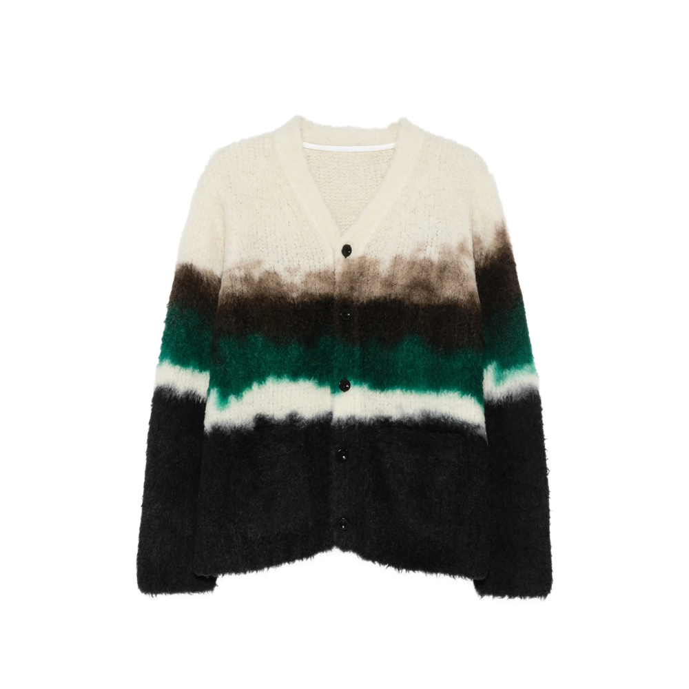 Sacai Button-up Cardigan In White/black