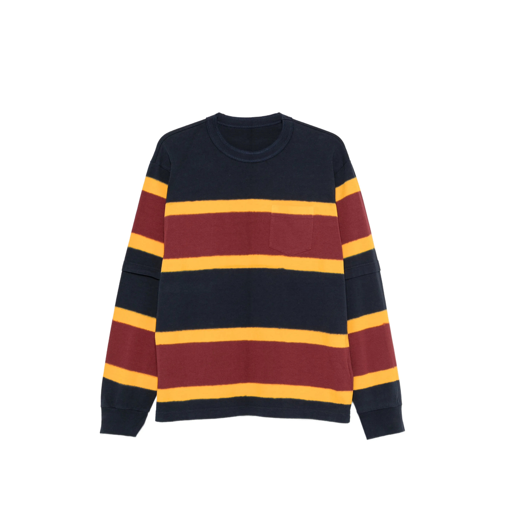 Sacai Striped-knit Layered-sleeve Sweater