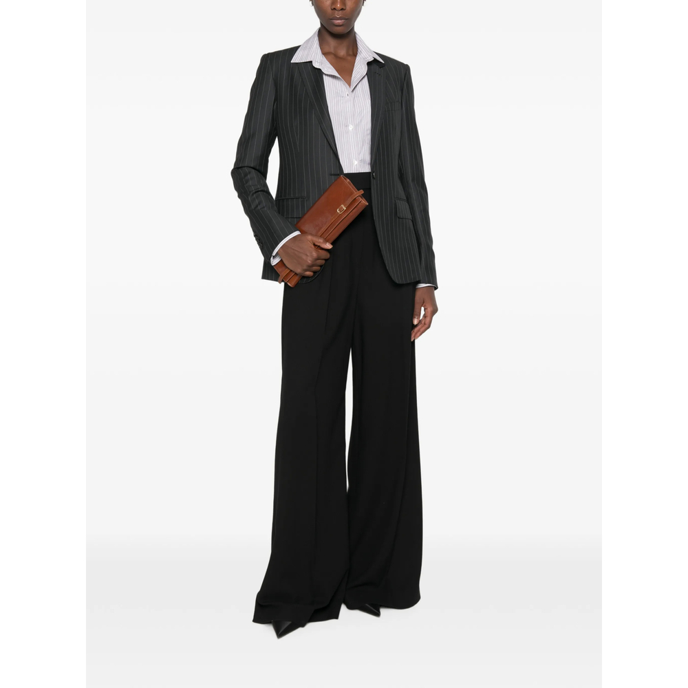 Pinstripe-Pattern Single-Breasted Blazer