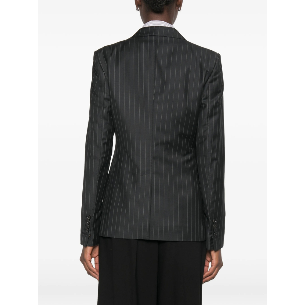 Pinstripe-Pattern Single-Breasted Blazer