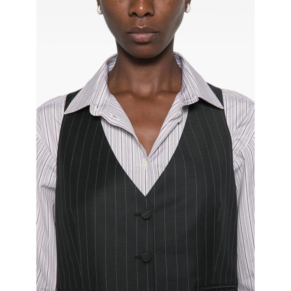 Chalk Stripe Wool Mohair Waistcoat