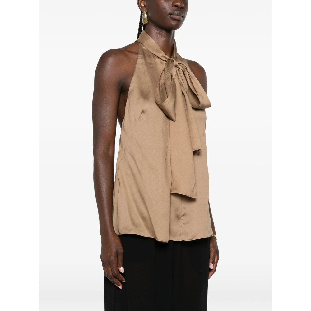 Monogram Silk Chiffon Halterneck Lavalliere Top