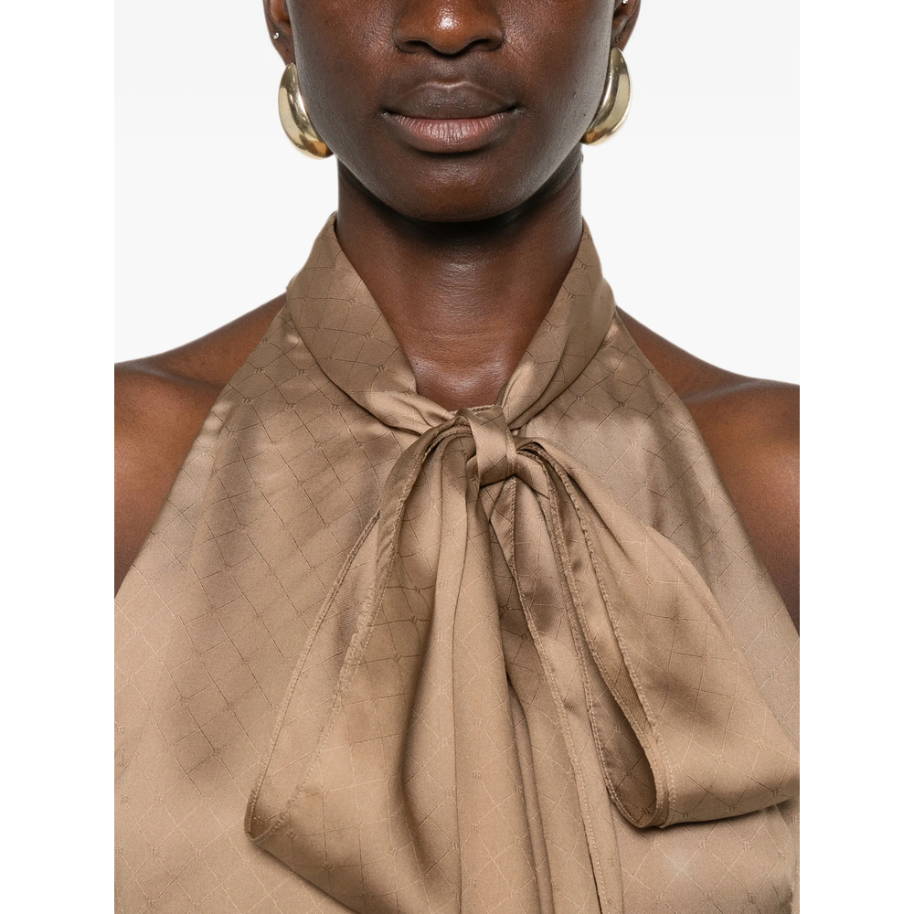 Monogram Silk Chiffon Halterneck Lavalliere Top