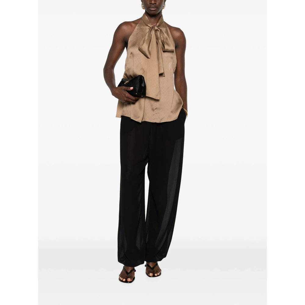 Monogram Silk Chiffon Halterneck Lavalliere Top