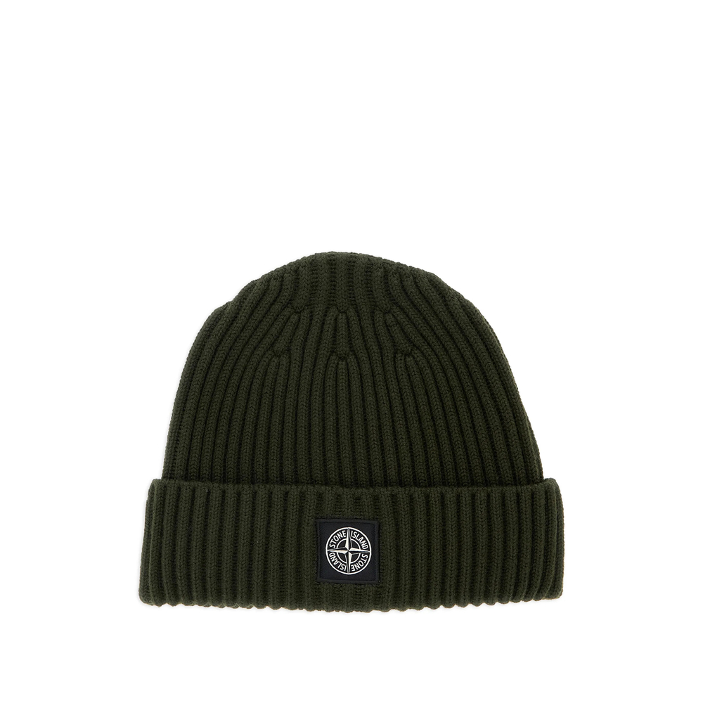 Stone Island Logo-patch Ribbed-knit Beanie Hat