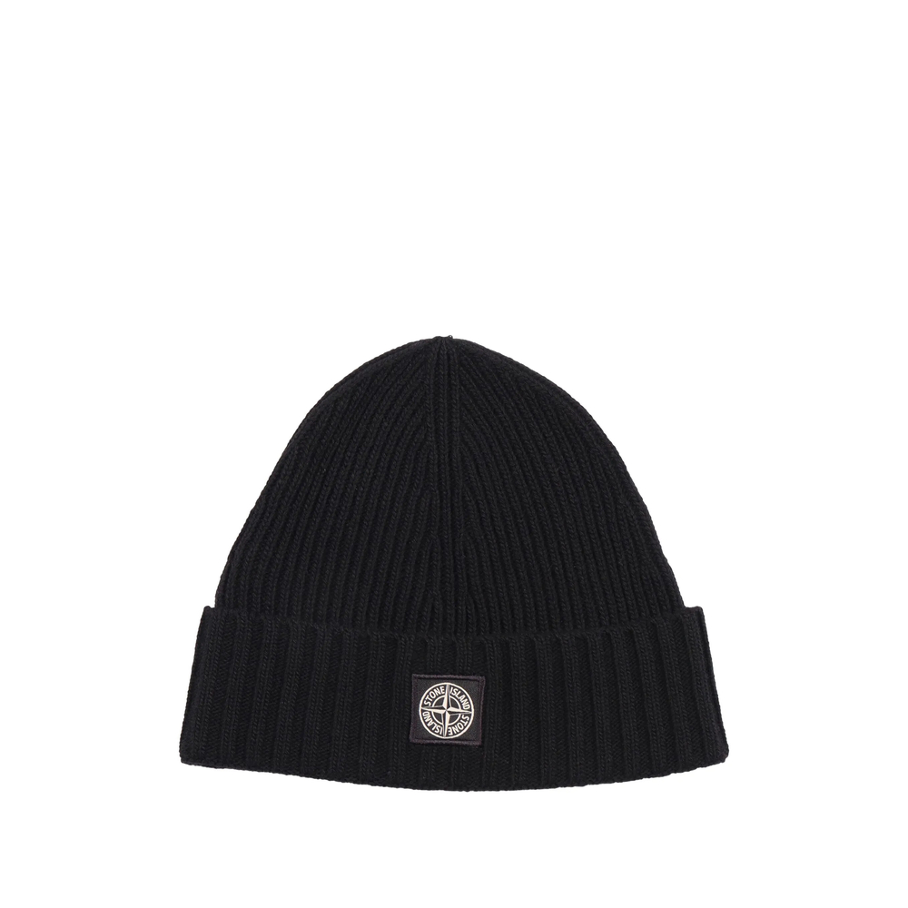 Stone Island Ribbed-knit Logo-patch Beanie Hat