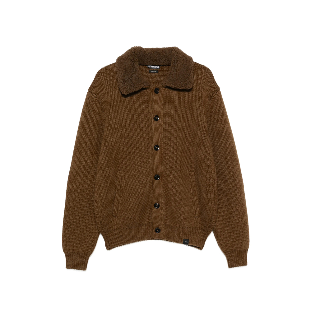 Tom Ford Shearling-collar Elbow-patch Cardigan