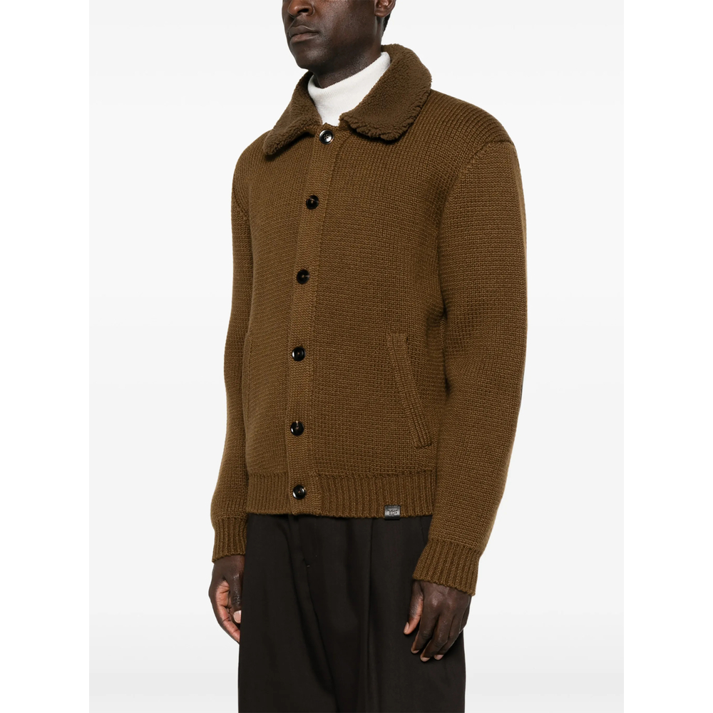 Shearling Collar Cashmere Cardigan