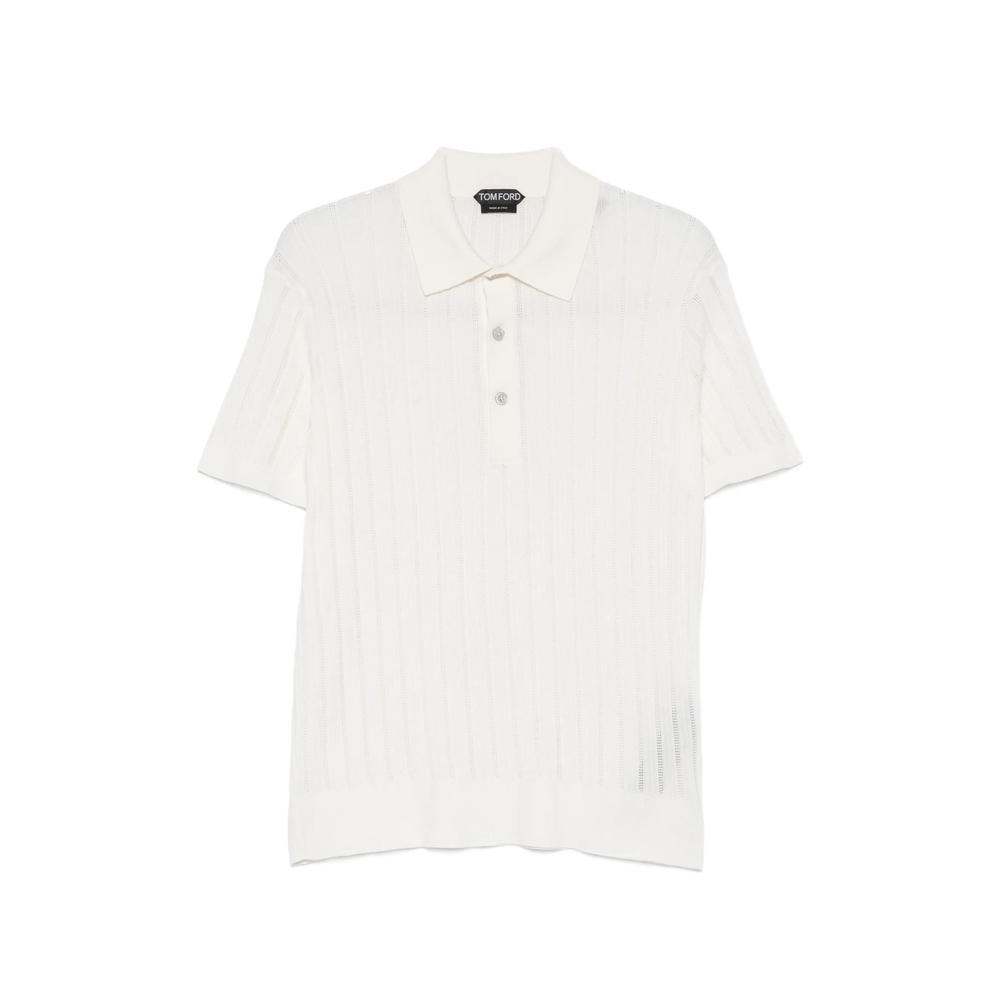 Tom Ford Ribbed-knit Short-sleeve Polo Shirt