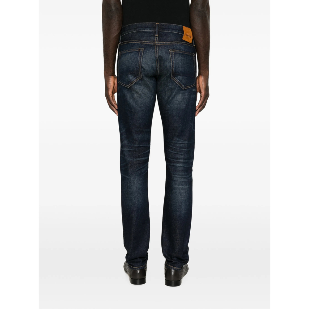Belt-Loop Logo-Patch Jeans