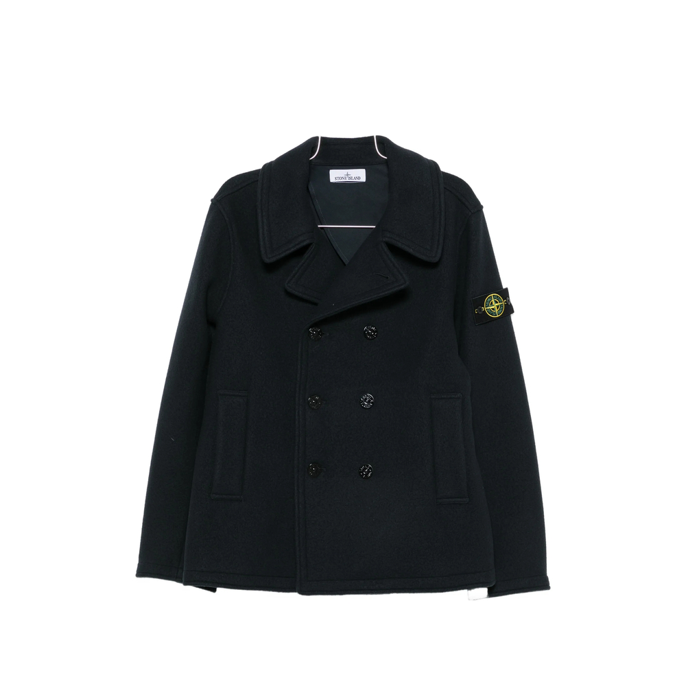Stone Island Double-breasted Wool Peacoat