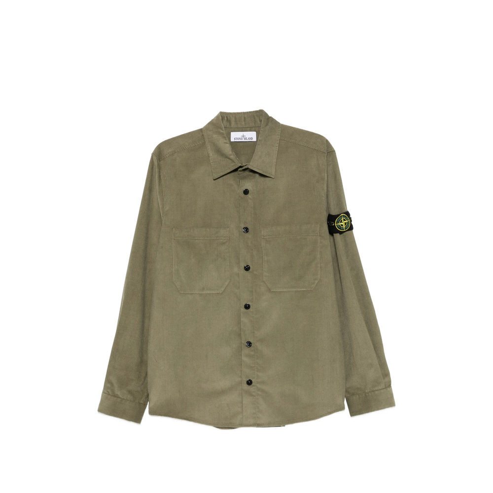 Stone Island Corduroy-texture Logo-patch Shirt