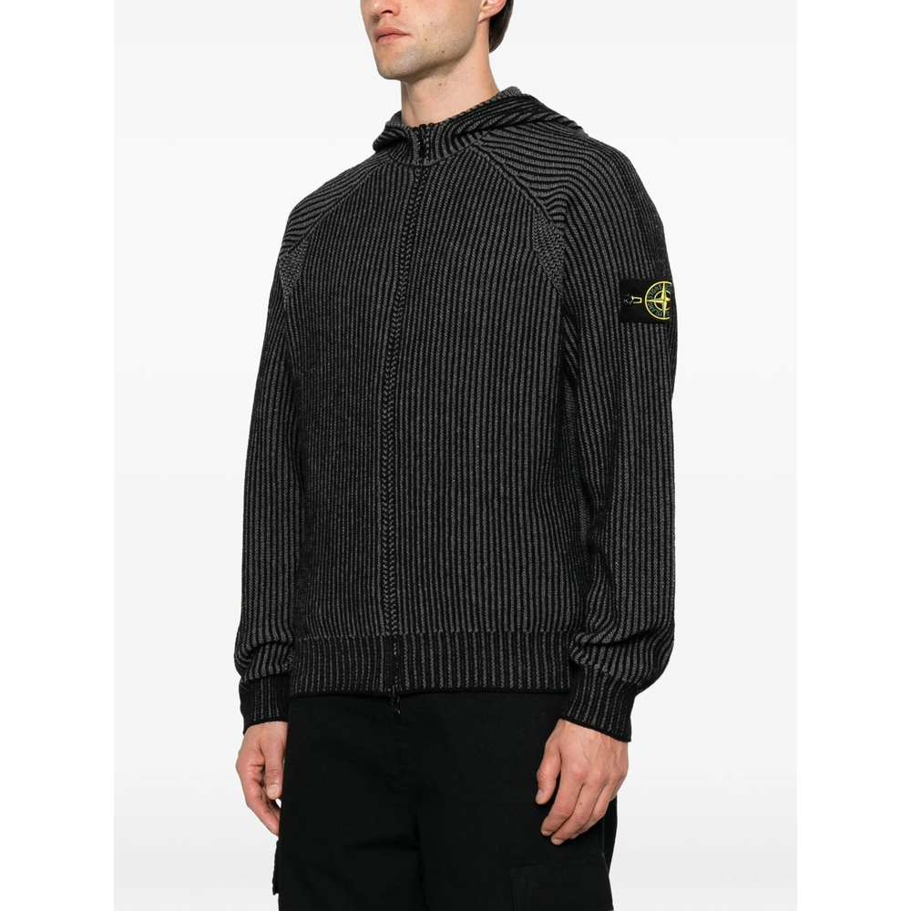 Ribbed-Knit Zip-Up Cardigan