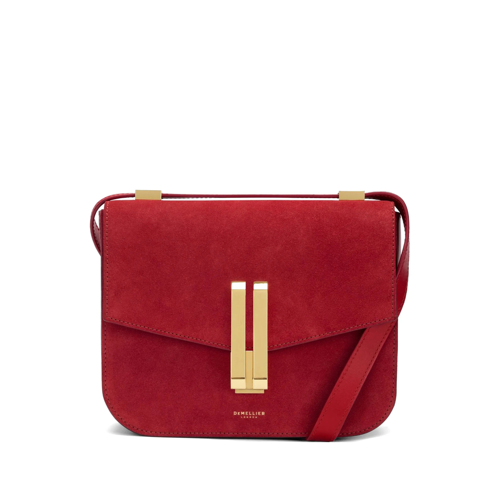 Demellier The Vancouver Suede Cross Body Bag In Red