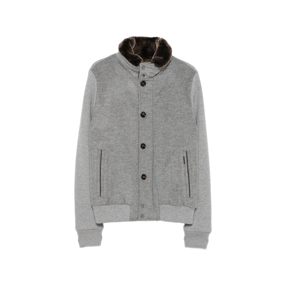 Moorer Faux-fur Collar Panelled Bomber Jacket