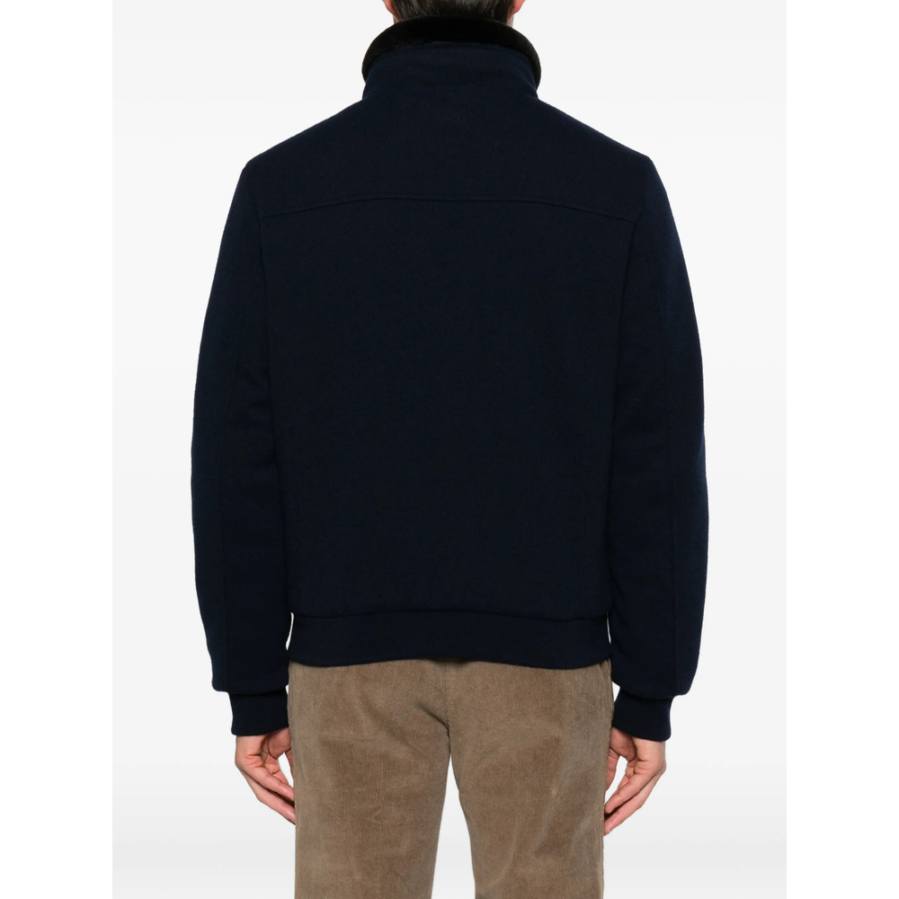 Shearling-Collar Zip-Up Jacket
