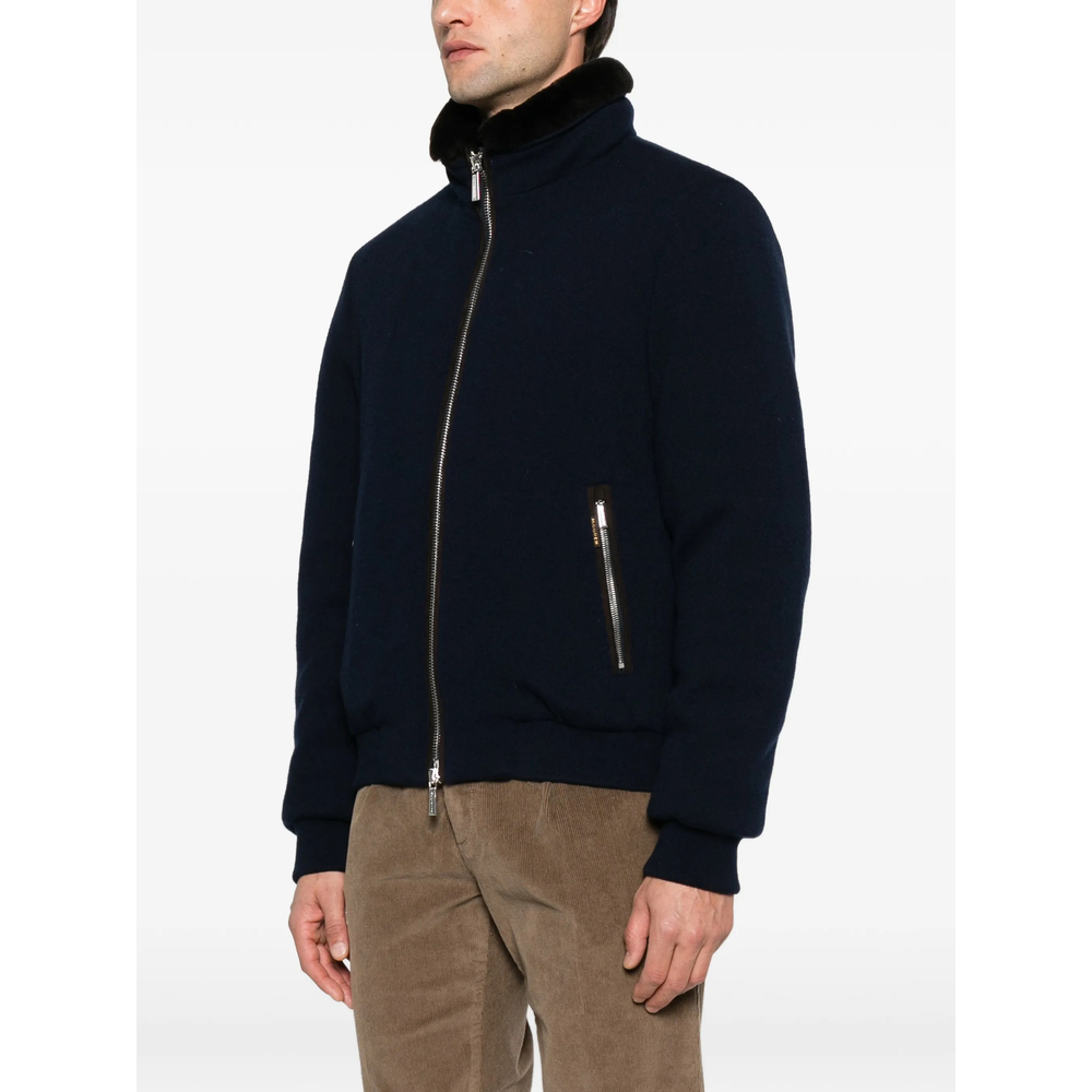 Shearling-Collar Zip-Up Jacket