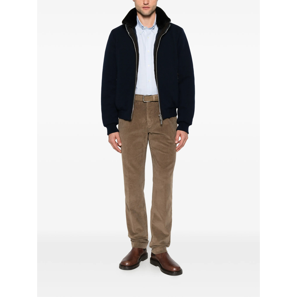 Shearling-Collar Zip-Up Jacket