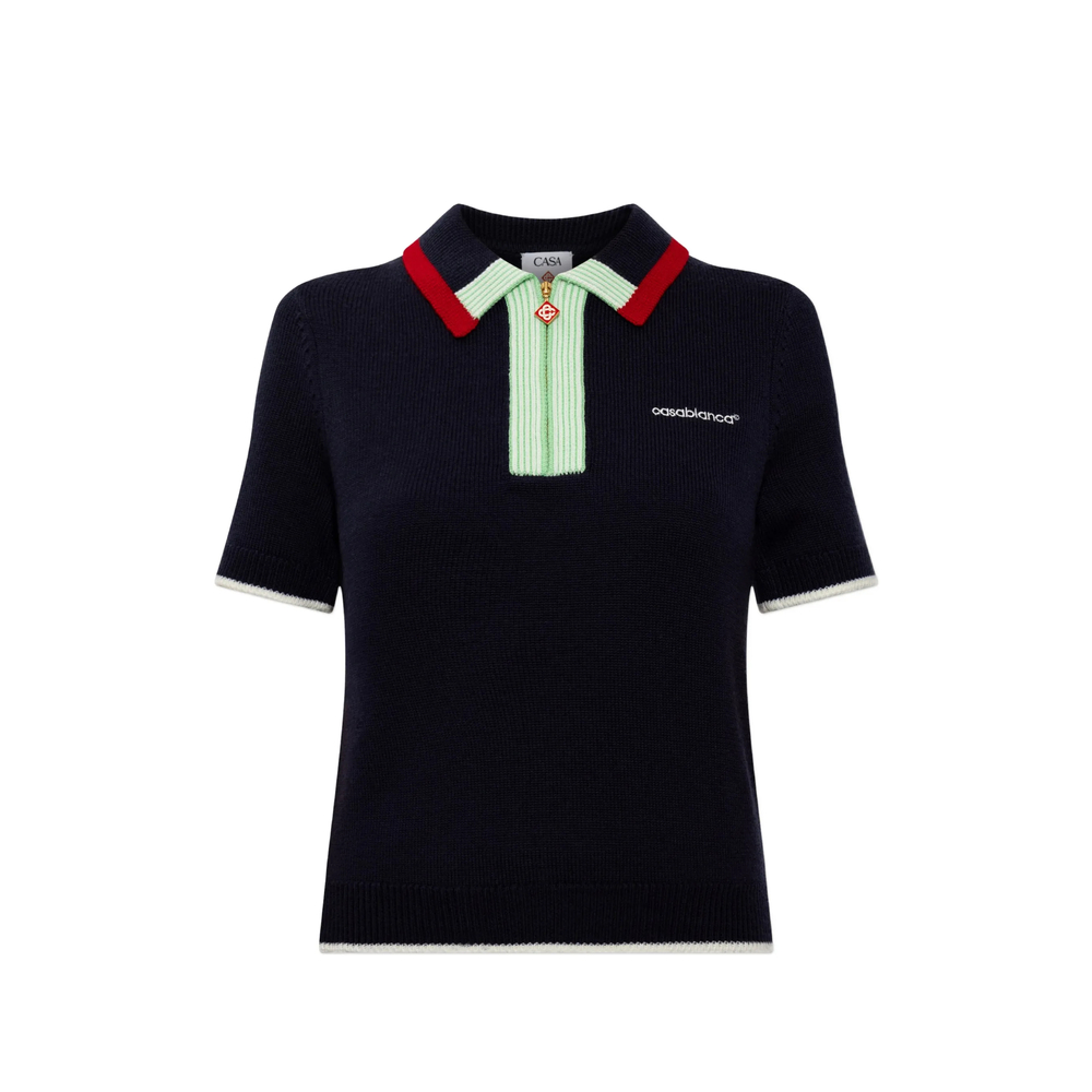 Logo-Embroidered Zip-Up Polo