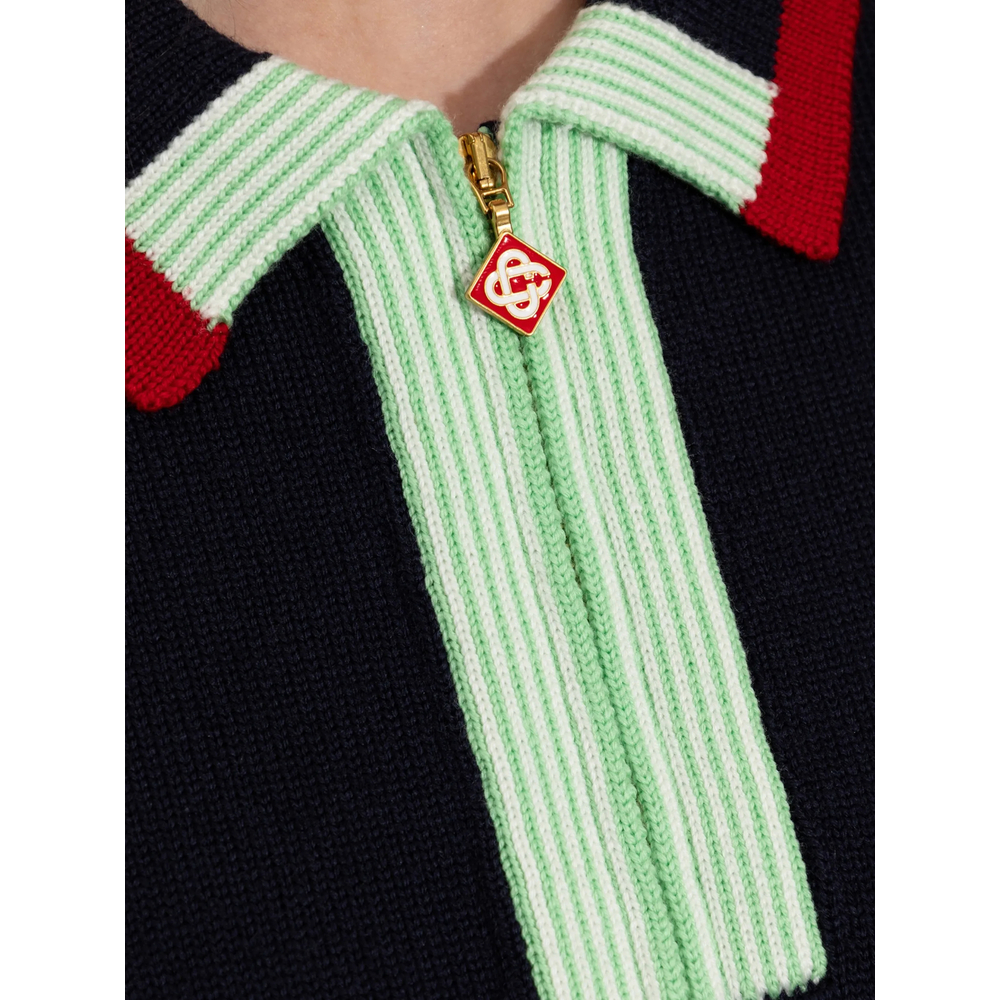 Logo-Embroidered Zip-Up Polo