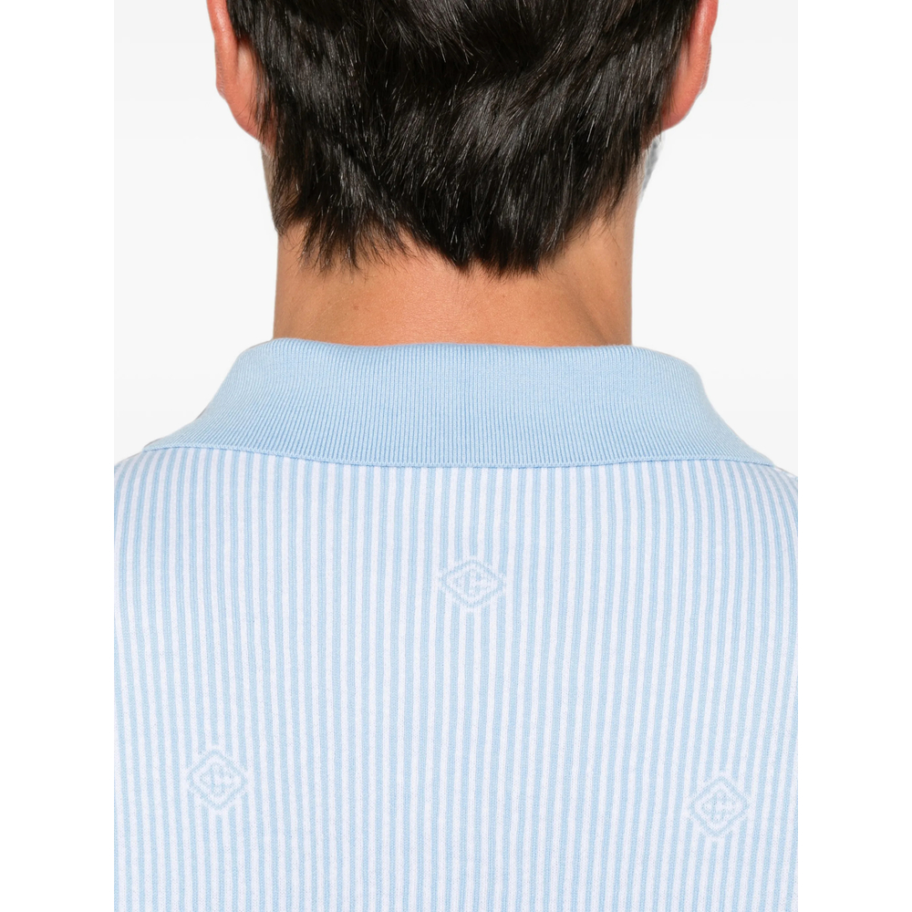 Light Blue Pinstripe Short Sleeve Polo Shirt