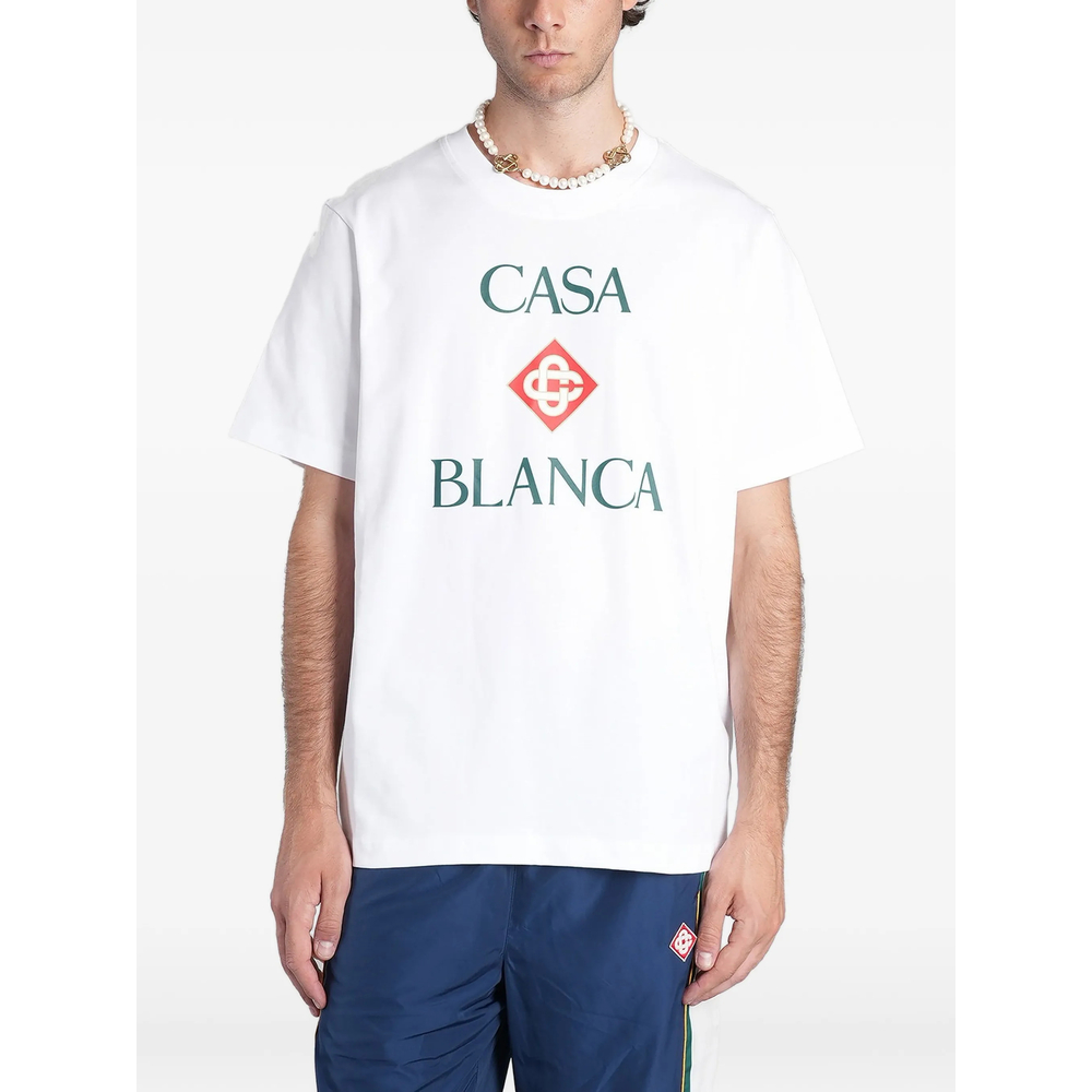 White Casablanca Diamond Logo Short Sleeve T-Shirt
