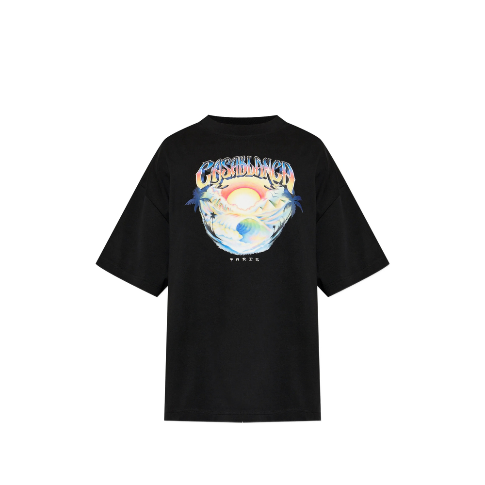Casablanca Black Airspray Oversized Short Sleeve T-shirt
