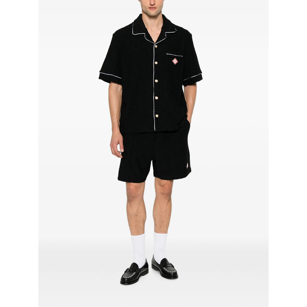 Black Towelling Monogram Short Sleeve Shirt