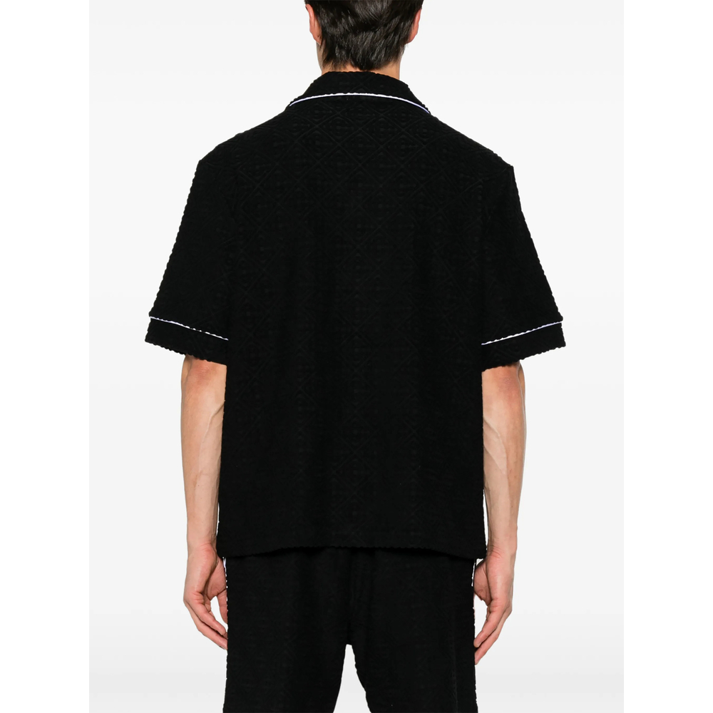 Black Towelling Monogram Short Sleeve Shirt