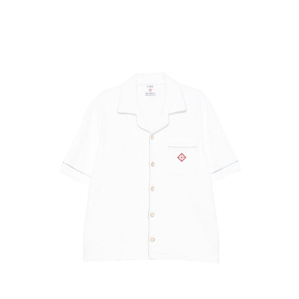 Casablanca White Towelling Monogram Short Sleeve Shirt
